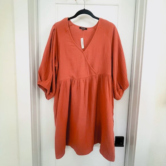 Madewell Marianna Puff-Sleeve Mini Dress - XL - Ground Clove - Picture 6 of 8